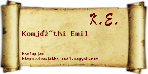 Komjáthi Emil névjegykártya